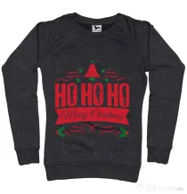 Bluza ADLER dama Ho ho ho Merry Christmas Negru melanj