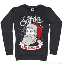 Bluza ADLER dama Only santa can judge me Negru melanj