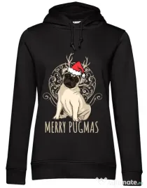 Hoodie dama cu gluga Merry pugmas Negru