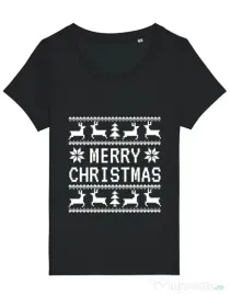 Tricou STANLEY STELLA dama Merry Christmas Ugly Sweater Negru
