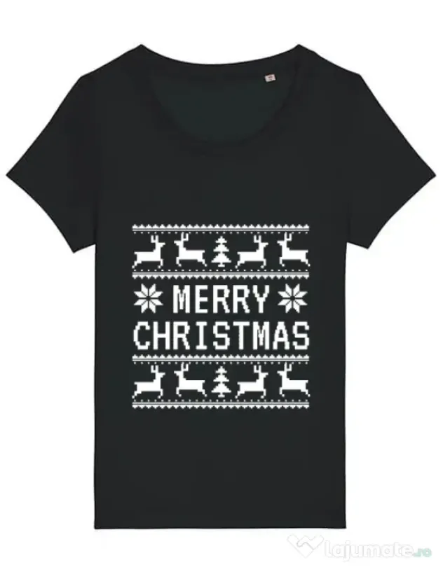 Tricou STANLEY STELLA dama Merry Christmas Ugly Sweater Negru