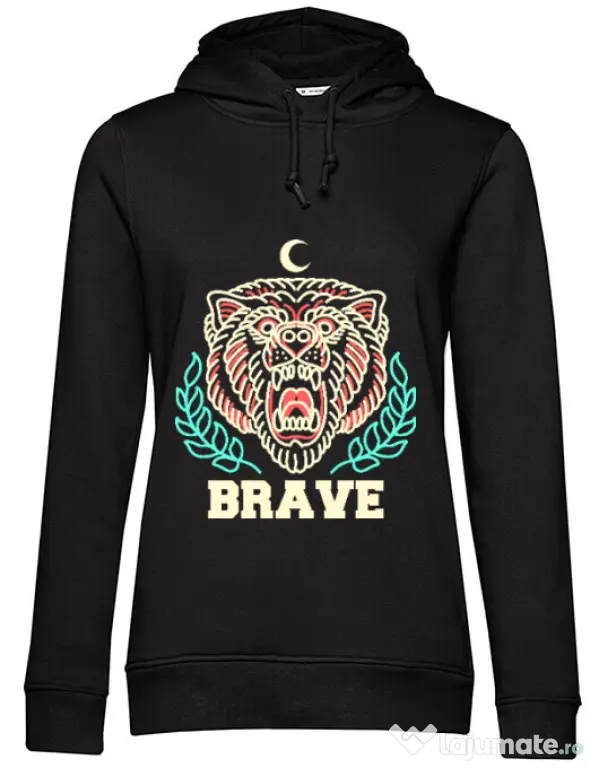 Hoodie dama cu gluga Brave Negru