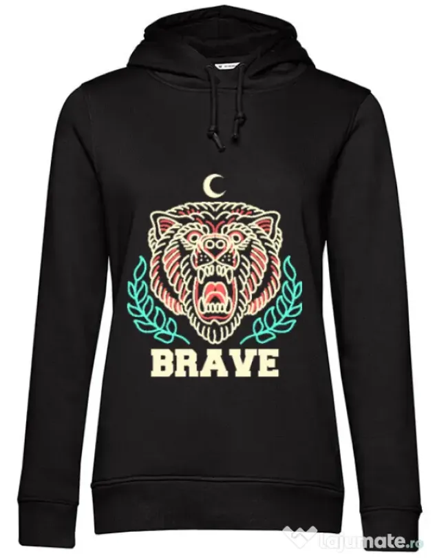 Hoodie dama cu gluga Brave Negru