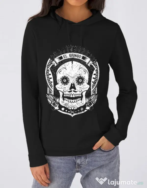 Hoodie dama cu gluga El gringo Negru