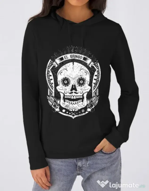 Hoodie dama cu gluga El gringo Negru