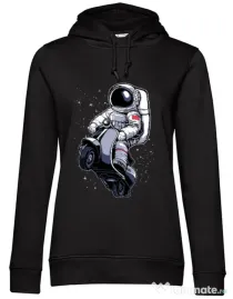 Hoodie dama cu gluga Astronaut scooter Negru