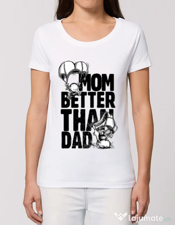 Tricou STANLEY STELLA dama Mom better than dad Alb