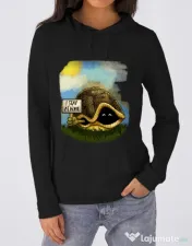 Hoodie dama cu gluga I stay home Negru