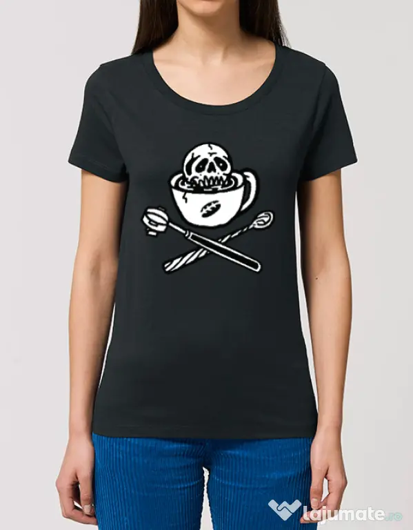 Tricou STANLEY STELLA dama Death before decaf Negru