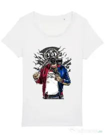 Tricou STANLEY STELLA dama Suicide gas mask Alb
