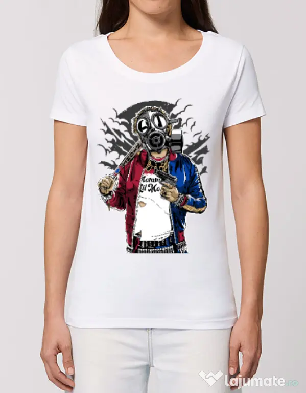 Tricou STANLEY STELLA dama Suicide gas mask Alb