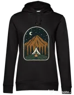 Hoodie dama cu gluga Camp mountain night Negru