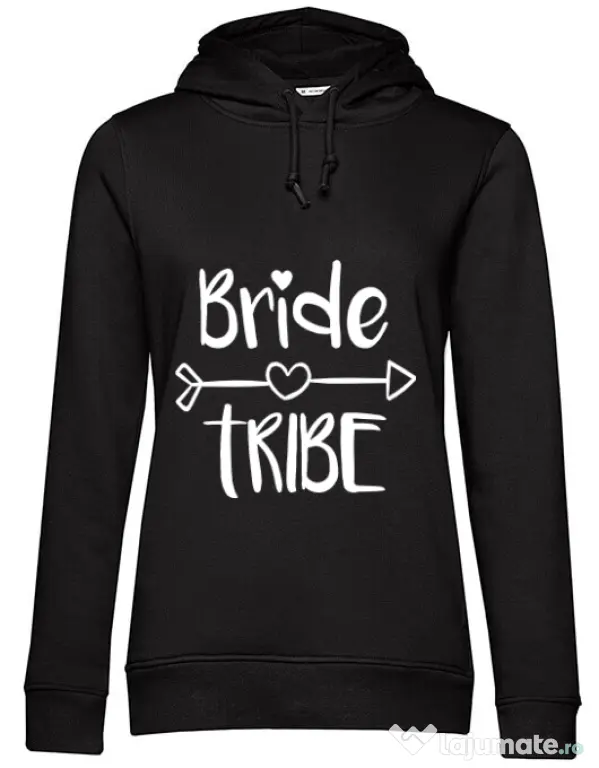 Hoodie Petrecerea burlacitelor B&C Bride tribe Negru