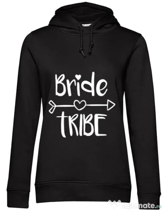 Hoodie Petrecerea burlacitelor B&C Bride tribe Negru