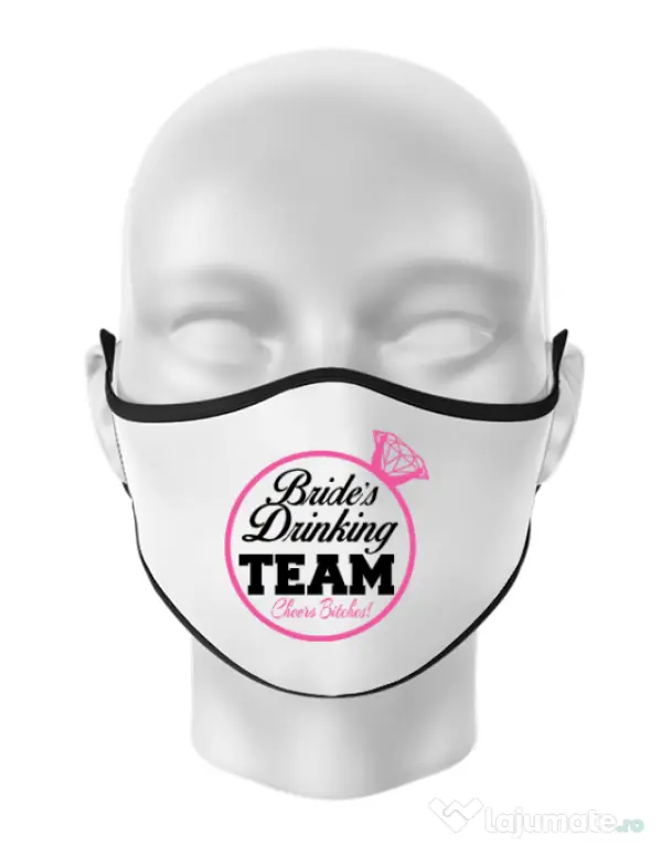 Masca personalizata reutilizabila Brides drinking team Alb