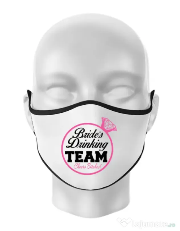 Masca personalizata reutilizabila Brides drinking team Alb