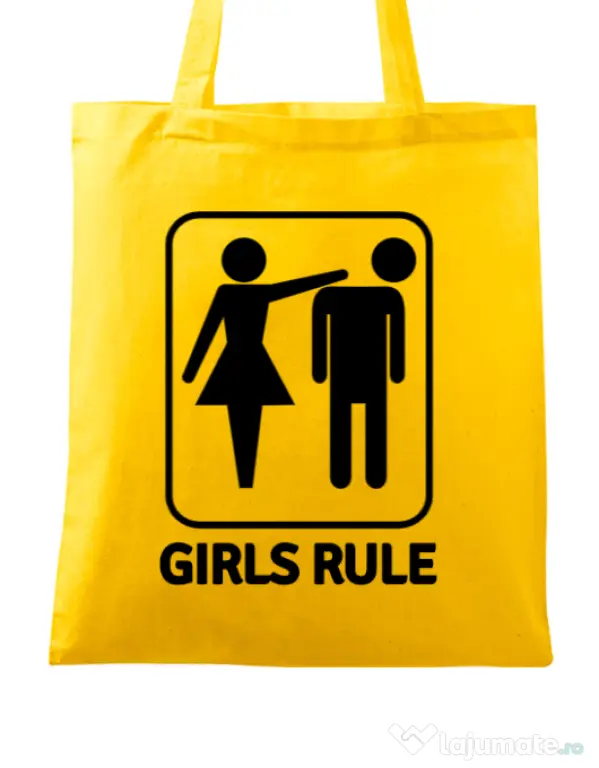 Sacosa personalizata Burlacite Girls rule Galben