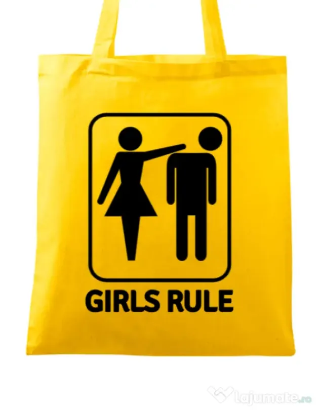 Sacosa personalizata Burlacite Girls rule Galben