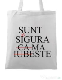 Sacosa personalizata Burlacite Sunt singura Alb