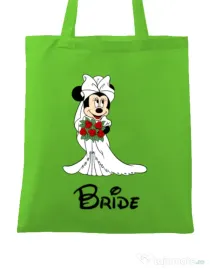 Sacosa personalizata Mireasa Bride Minnie Verde