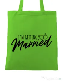 Sacosa personalizata Mireasa Im getting married Verde