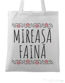 Sacosa personalizata Mireasa Mireasa faina Alb