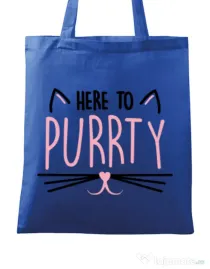 Sacosa personalizata Petrecerea burlacitelor Here to purrty Albastru regal
