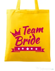 Sacosa personalizata Petrecerea burlacitelor Team Bride Galben