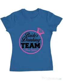Tricou Petrecerea burlacitelor ADLER Brides drinking team Albastru azuriu