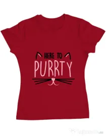 Tricou Petrecerea burlacitelor ADLER Here to purrty Rosu