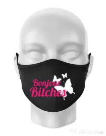 Masca personalizata reutilizabila Bonjour bitches Negru