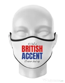 Masca personalizata reutilizabila British accent Alb