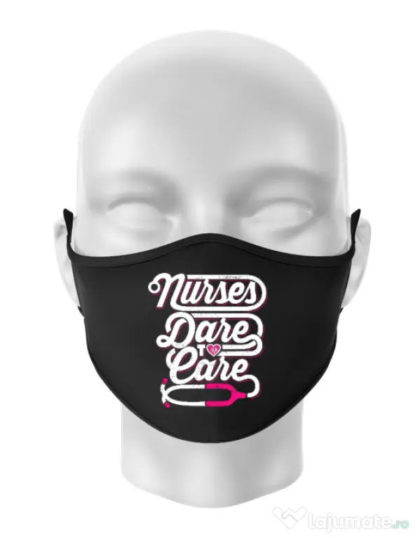 Masca personalizata reutilizabila Dare to care Negru