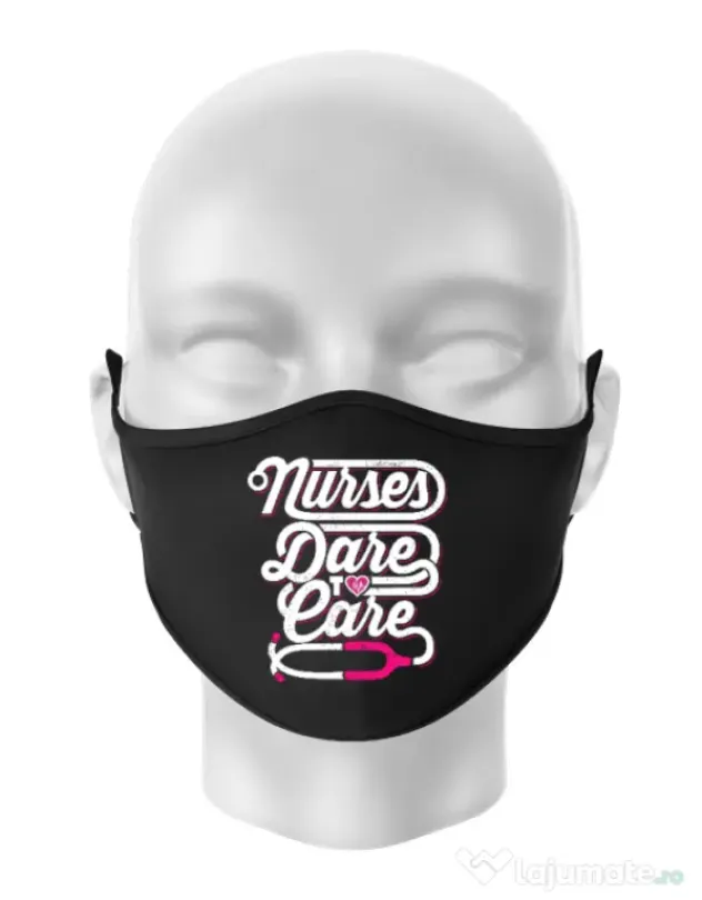 Masca personalizata reutilizabila Dare to care Negru