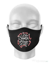 Masca personalizata reutilizabila Dear santa Negru