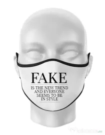 Masca personalizata reutilizabila Fake is the new trend Alb