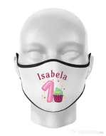 Masca personalizata reutilizabila First Birthday Alb