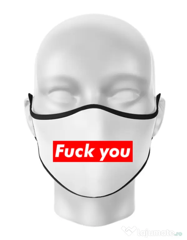 Masca personalizata reutilizabila Fuck you Alb