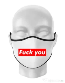 Masca personalizata reutilizabila Fuck you Alb