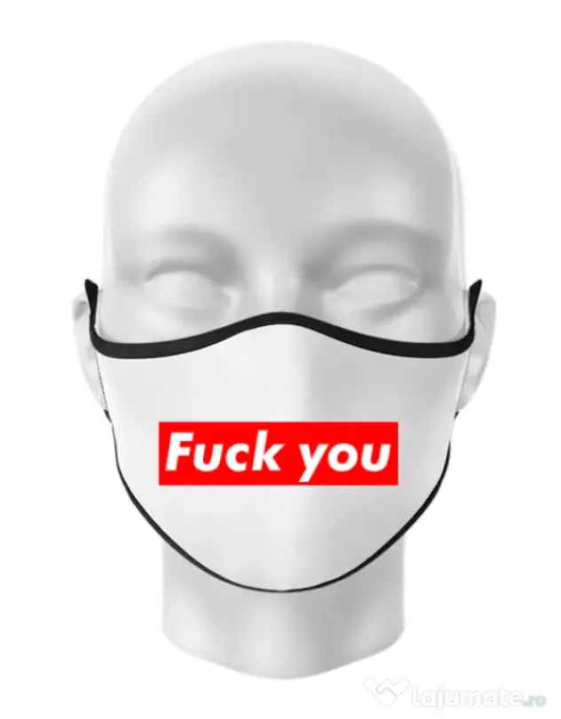 Masca personalizata reutilizabila Fuck you Alb