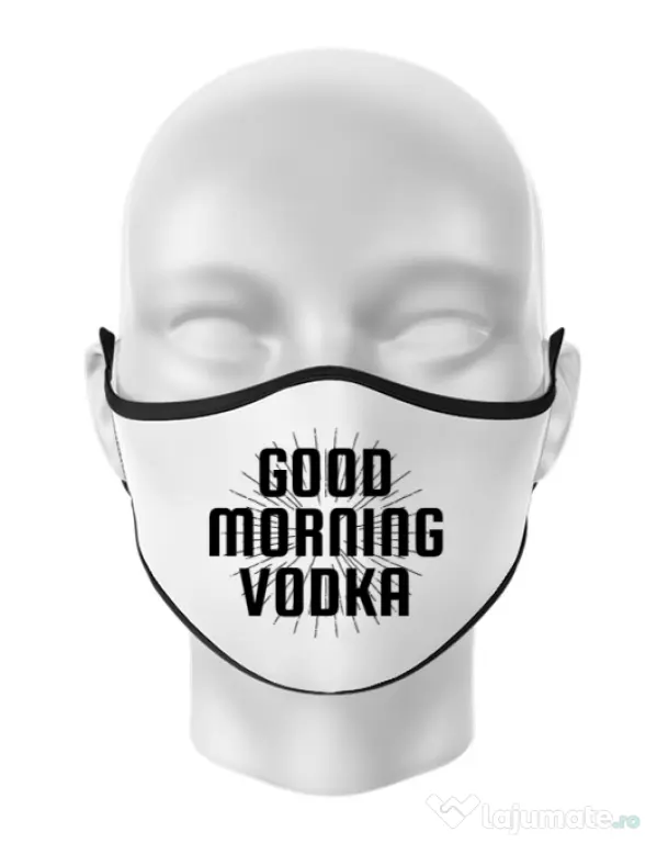 Masca personalizata reutilizabila Good morning vodka Alb