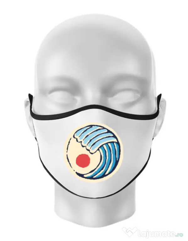 Masca personalizata reutilizabila Great wave Alb