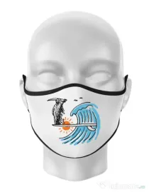 Masca personalizata reutilizabila Grim surfer Alb