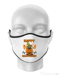 Masca personalizata reutilizabila Halloween Pug Alb