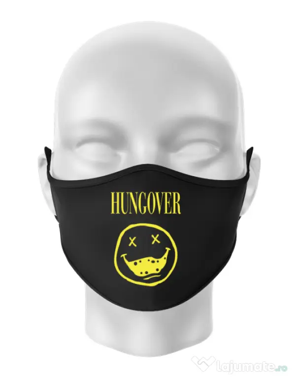 Masca personalizata reutilizabila Hungover Negru