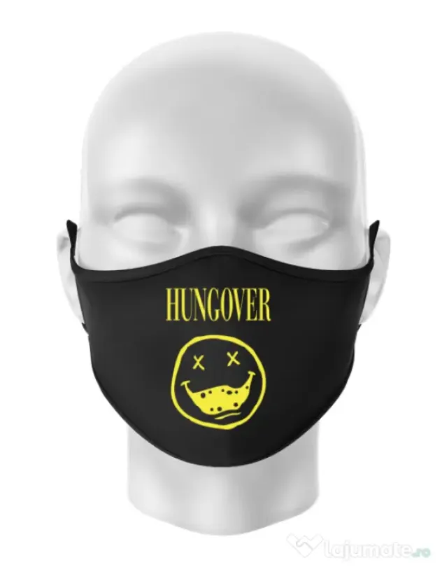 Masca personalizata reutilizabila Hungover Negru