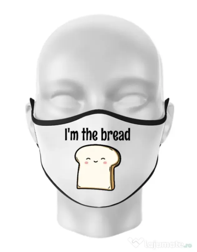 Masca personalizata reutilizabila I am the bread Alb