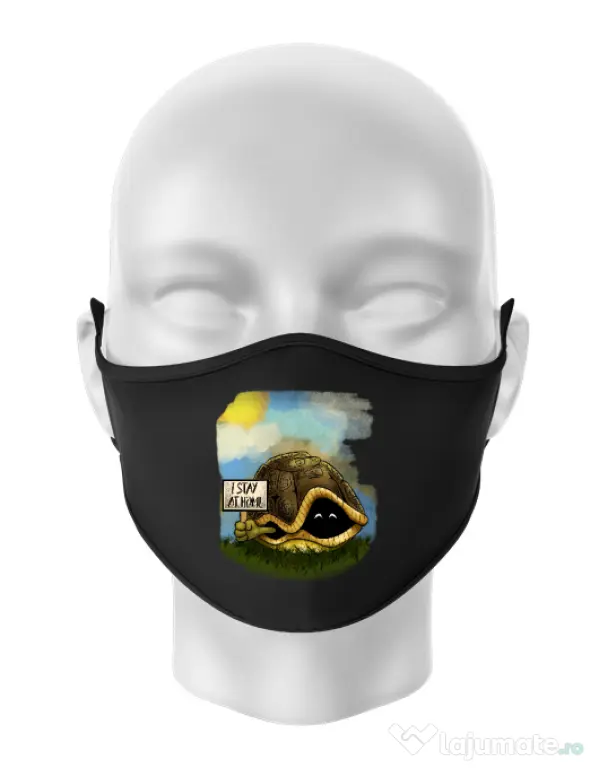 Masca personalizata reutilizabila I stay home Negru
