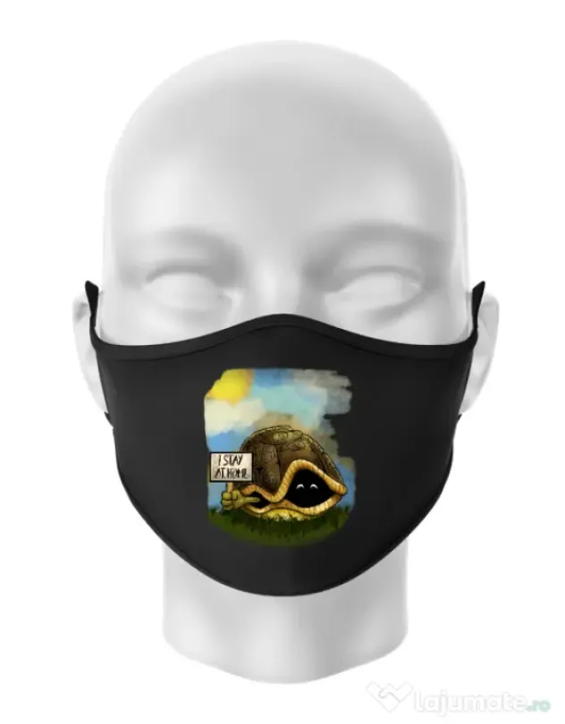 Masca personalizata reutilizabila I stay home Negru