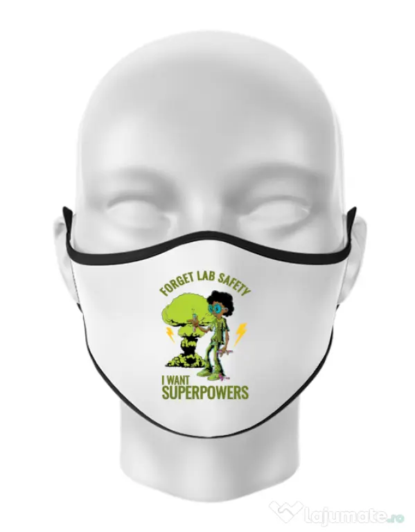 Masca personalizata reutilizabila I want superpowers Alb